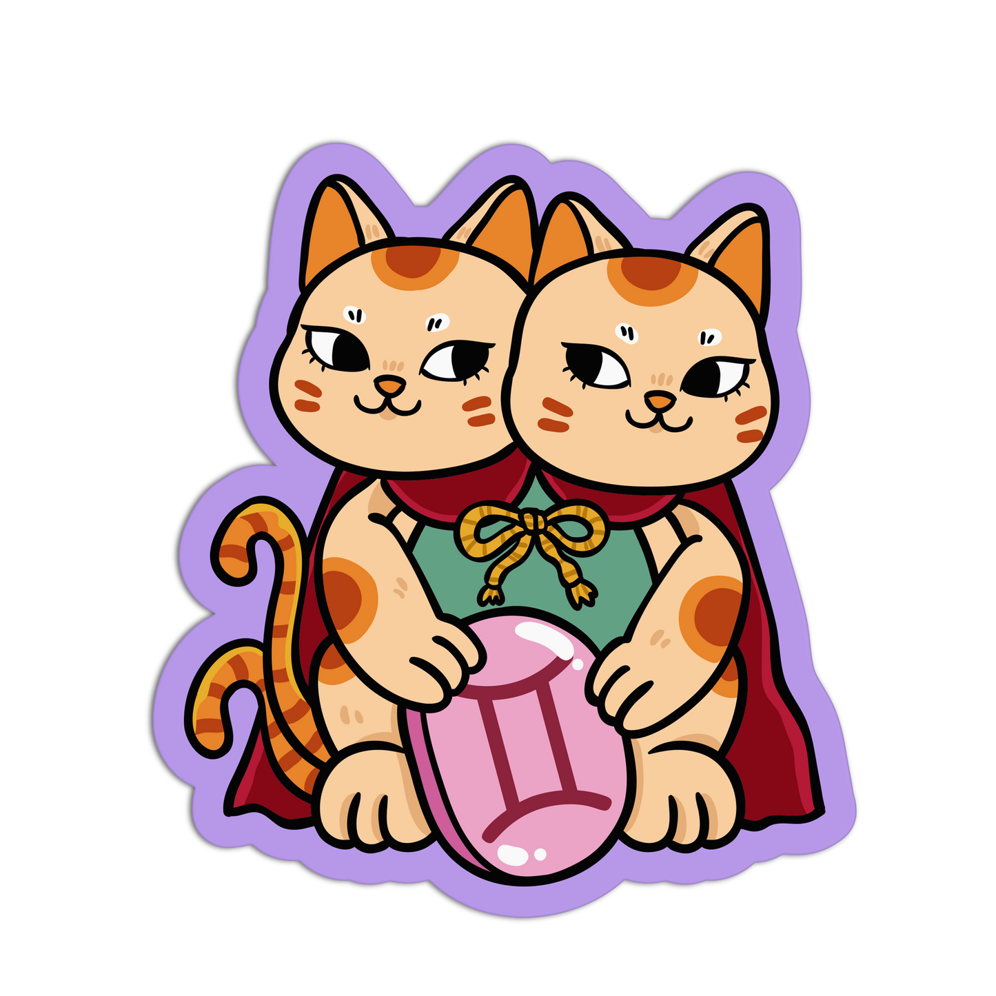 Gemini Zodiac Lucky Cats Stickers