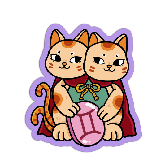 Gemini Zodiac Lucky Cats Stickers