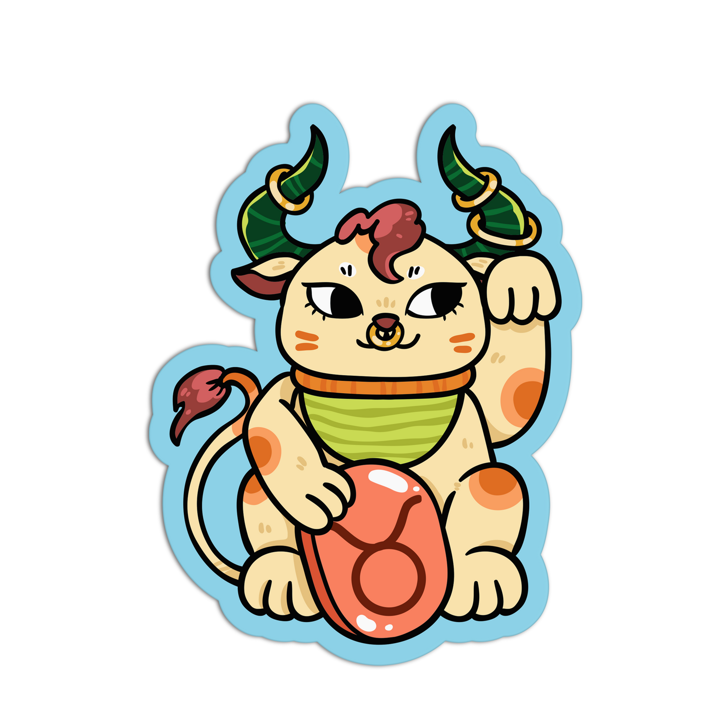 Taurus Zodiac Lucky Cats Stickers