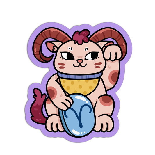 Aries Zodiac Lucky Cats Stickers