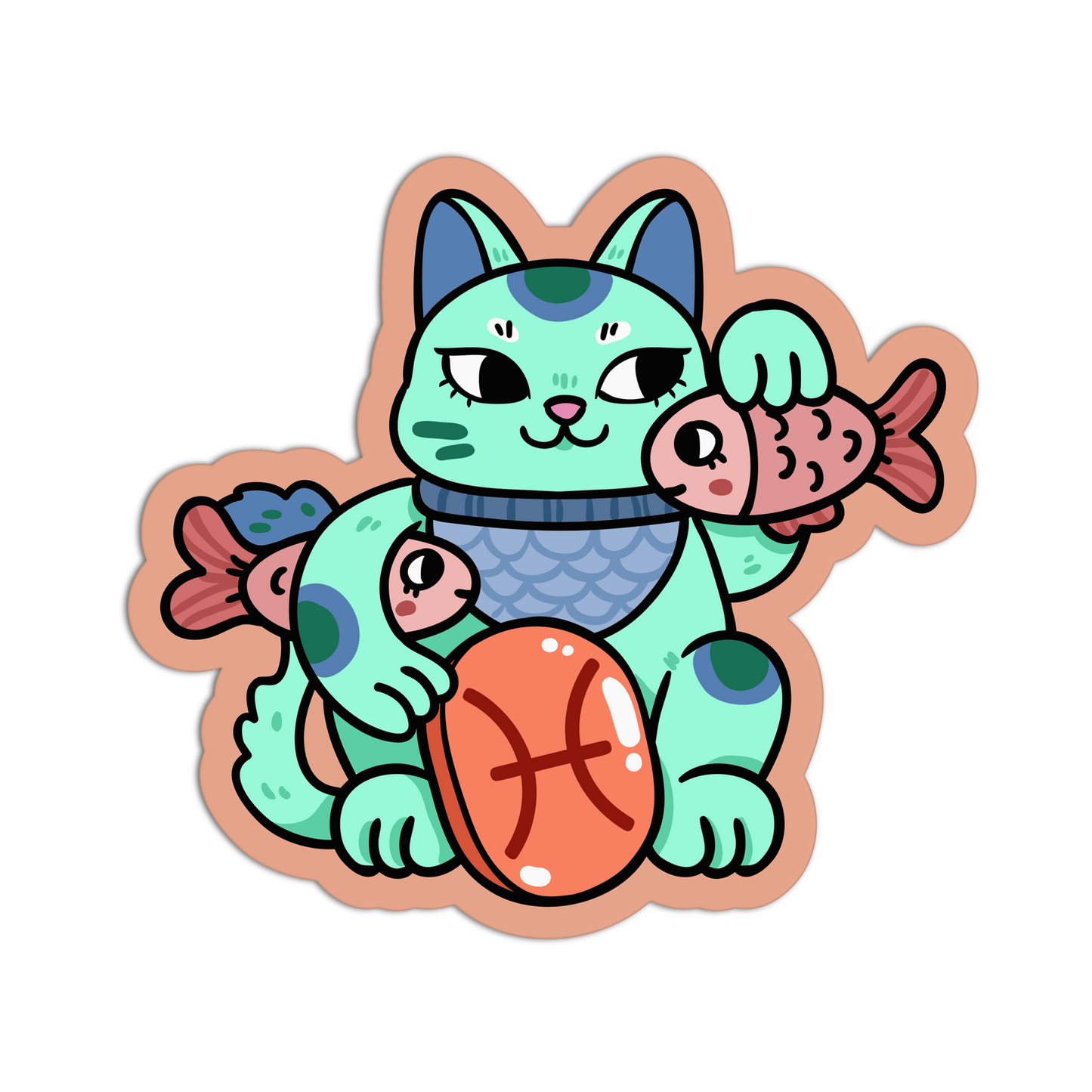 Pisces Zodiac Lucky Cats Stickers