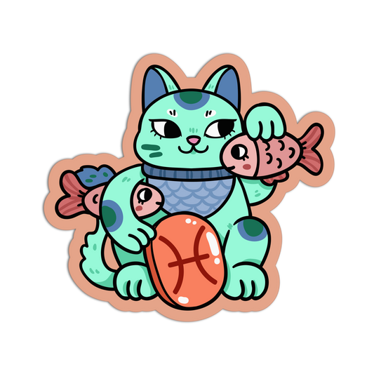 Pisces Zodiac Lucky Cats Stickers
