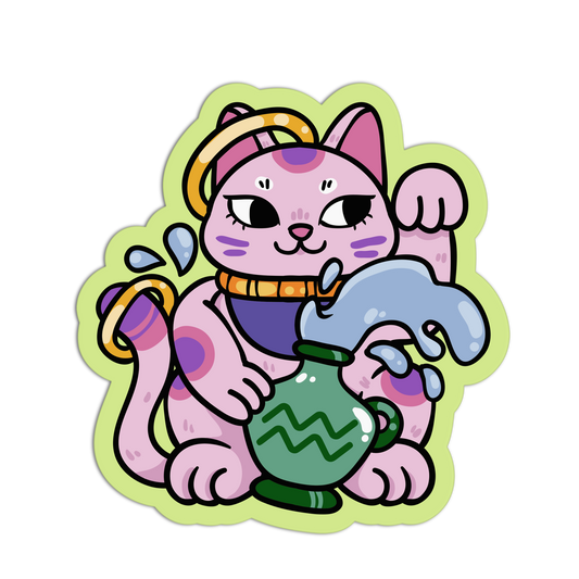 Aquarius Zodiac Lucky Cats Stickers