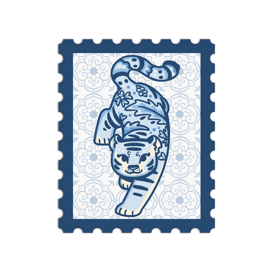 Porcelain Tiger Zodiac Stamp Sticker