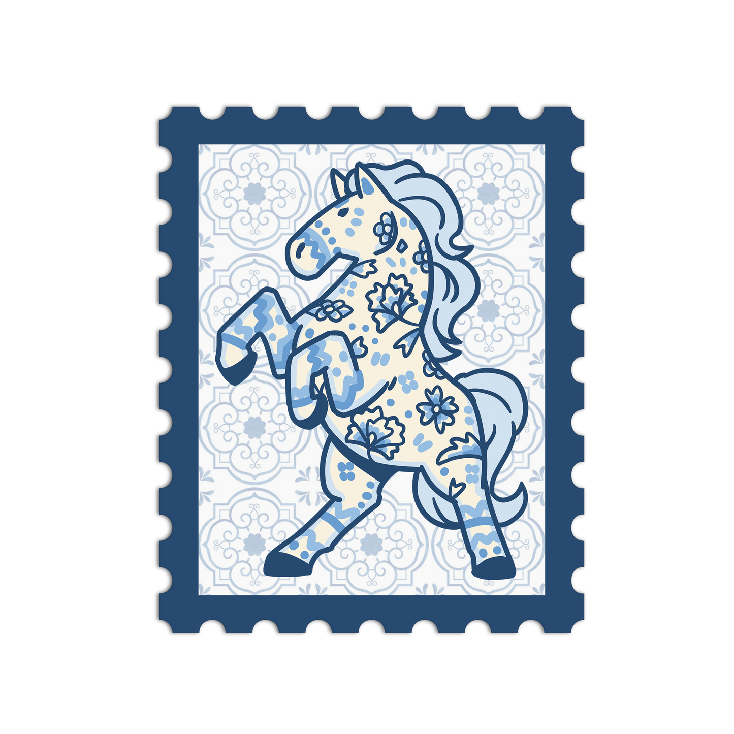 Porcelain Horse Zodiac Stamp Sticker