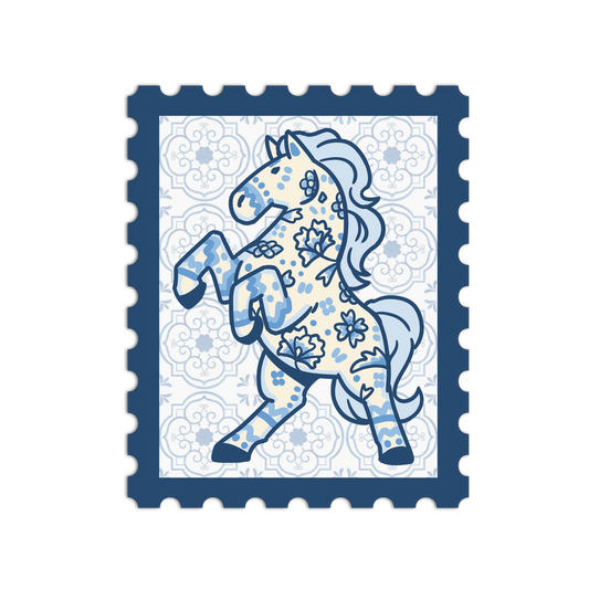 Porcelain Horse Zodiac Stamp Sticker