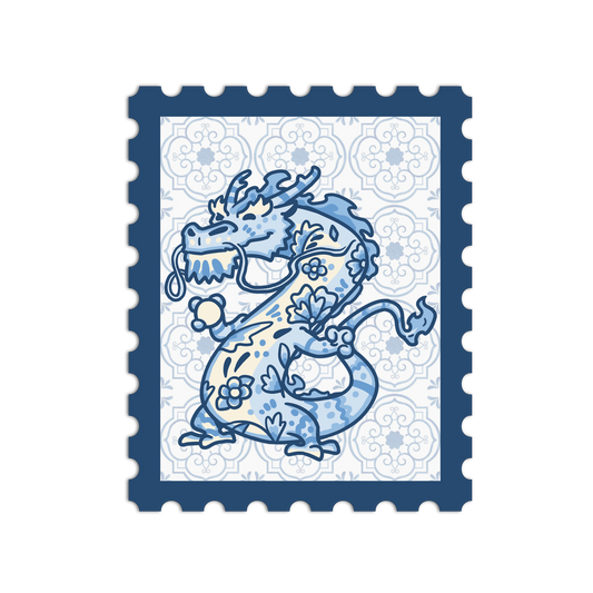 Porcelain Dragon Zodiac Stamp Sticker