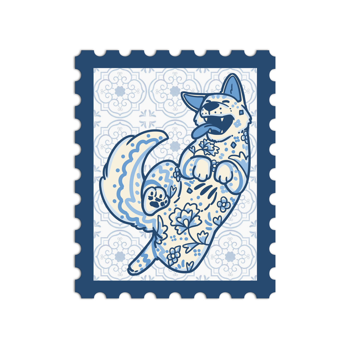 Porcelain Dog Zodiac Stamp Sticker