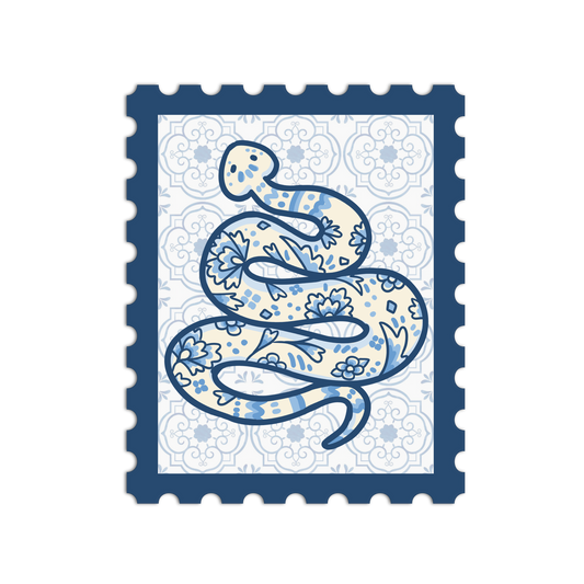 Porcelain Snake Zodiac Stamp Sticker