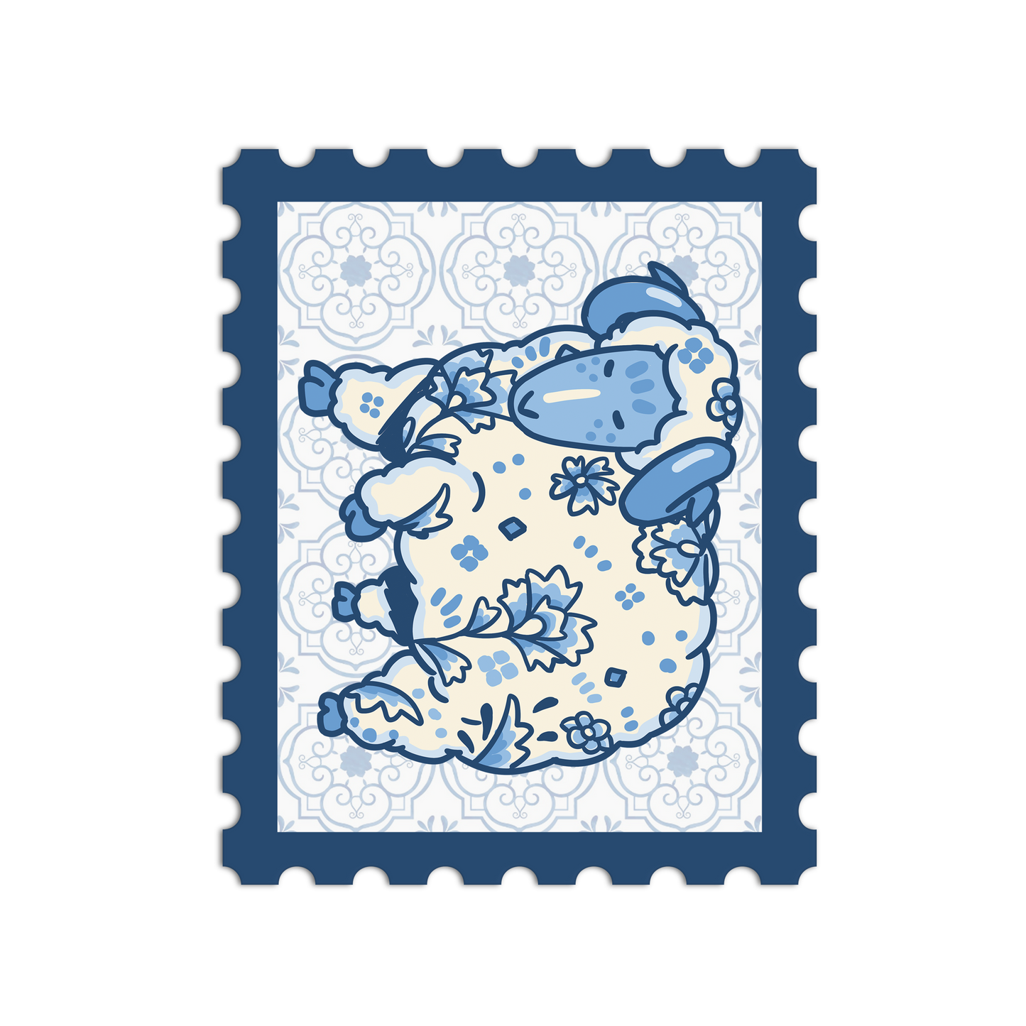 Porcelain Ram Zodiac Stamp Sticker