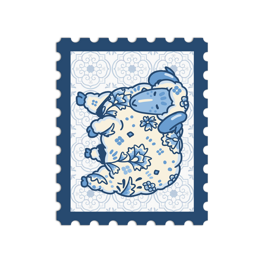 Porcelain Rooster Zodiac Stamp Sticker