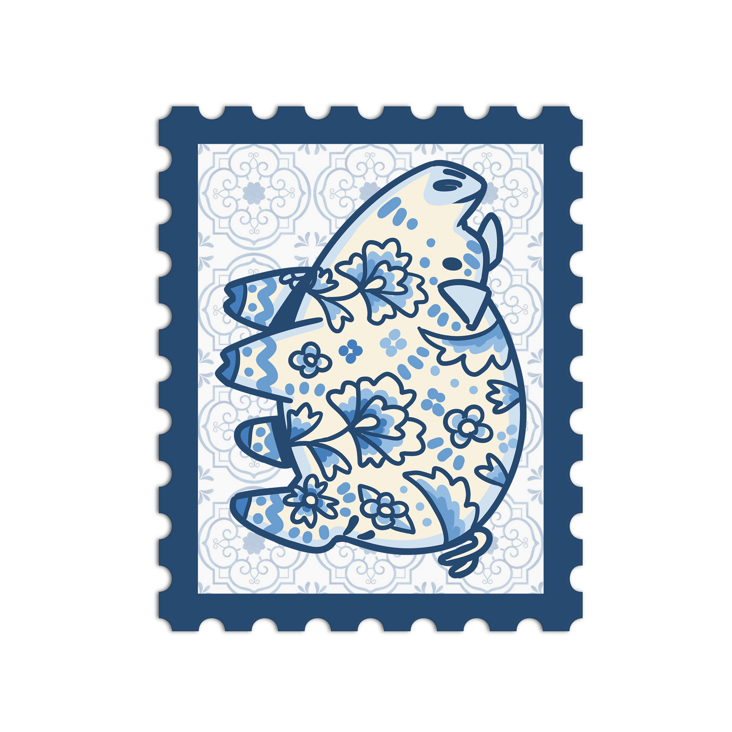 Porcelain Pig Zodiac Stamp Sticker