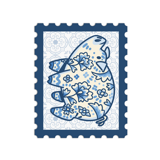 Porcelain Pig Zodiac Stamp Sticker