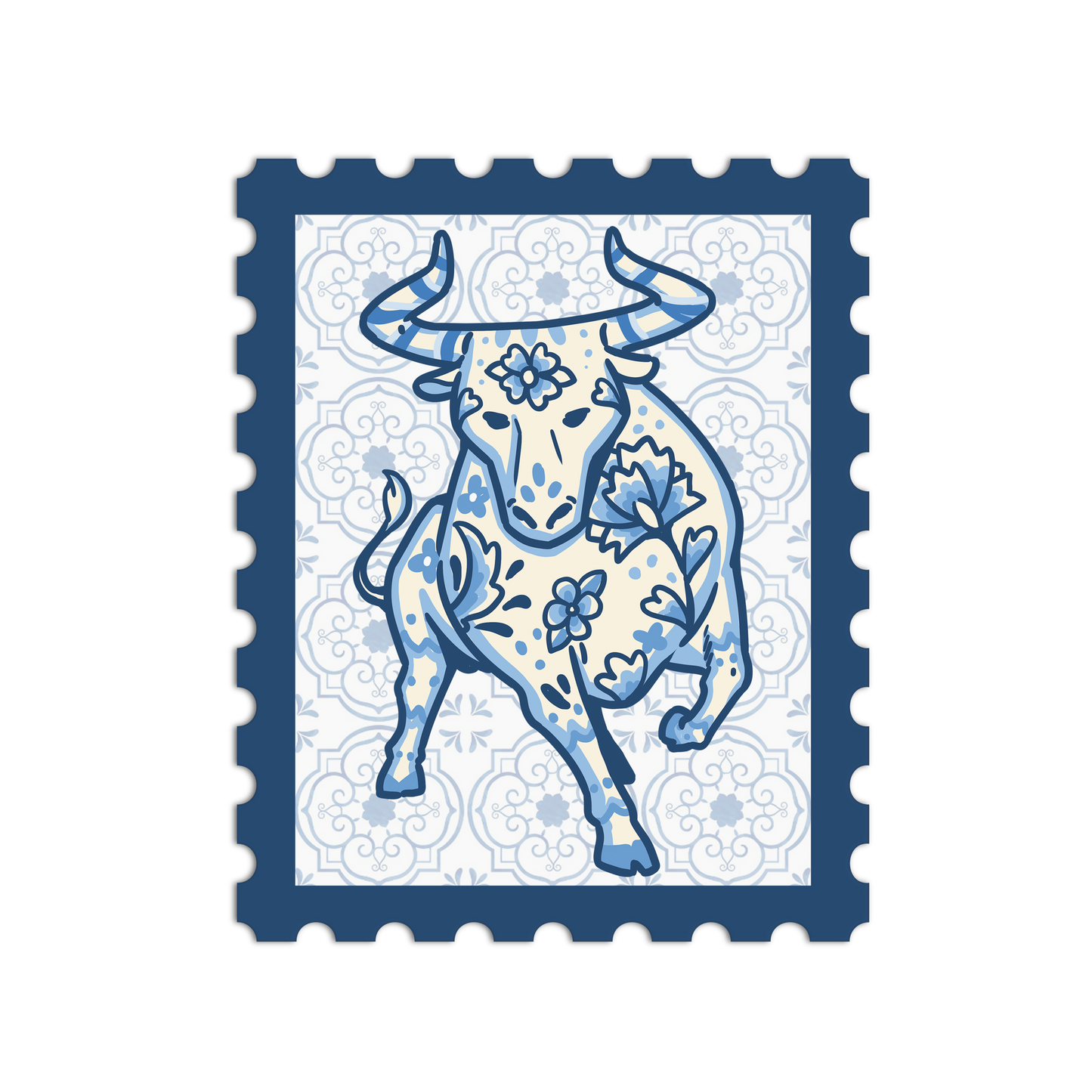Porcelain Ox Zodiac Stamp Sticker