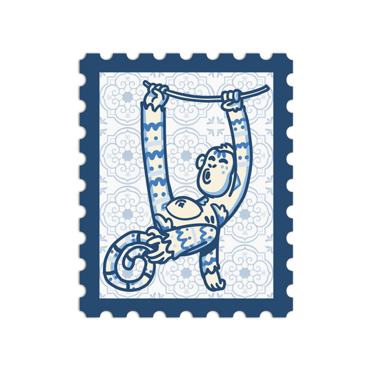 Porcelain Monkey Zodiac Stamp Sticker