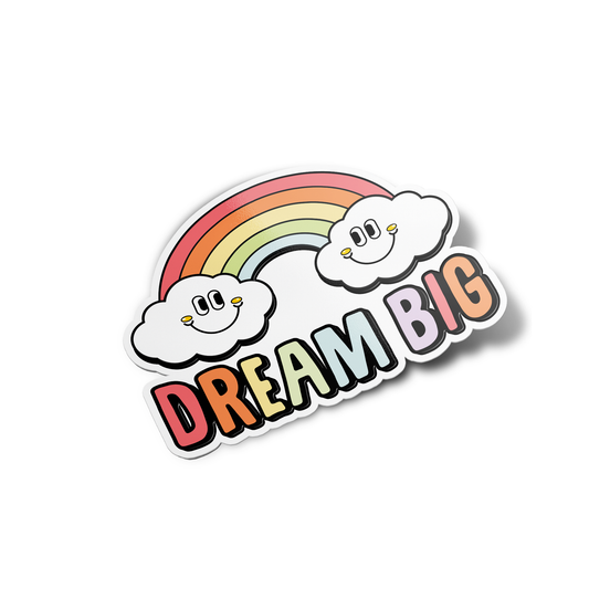Dream big clouds and rainbow Smiley Sticker