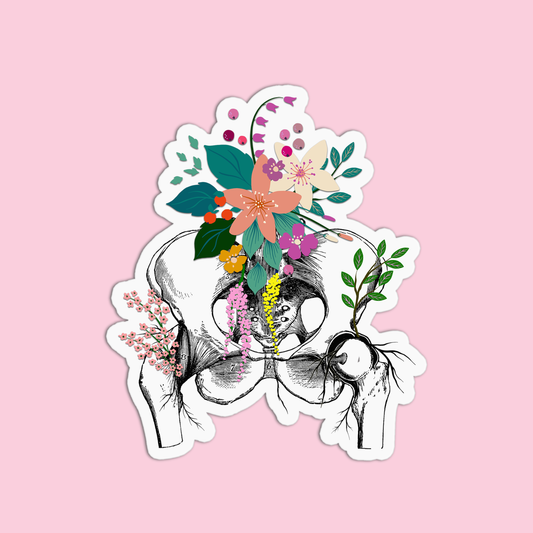 Pelvis with Flowers Anatomy Sticker