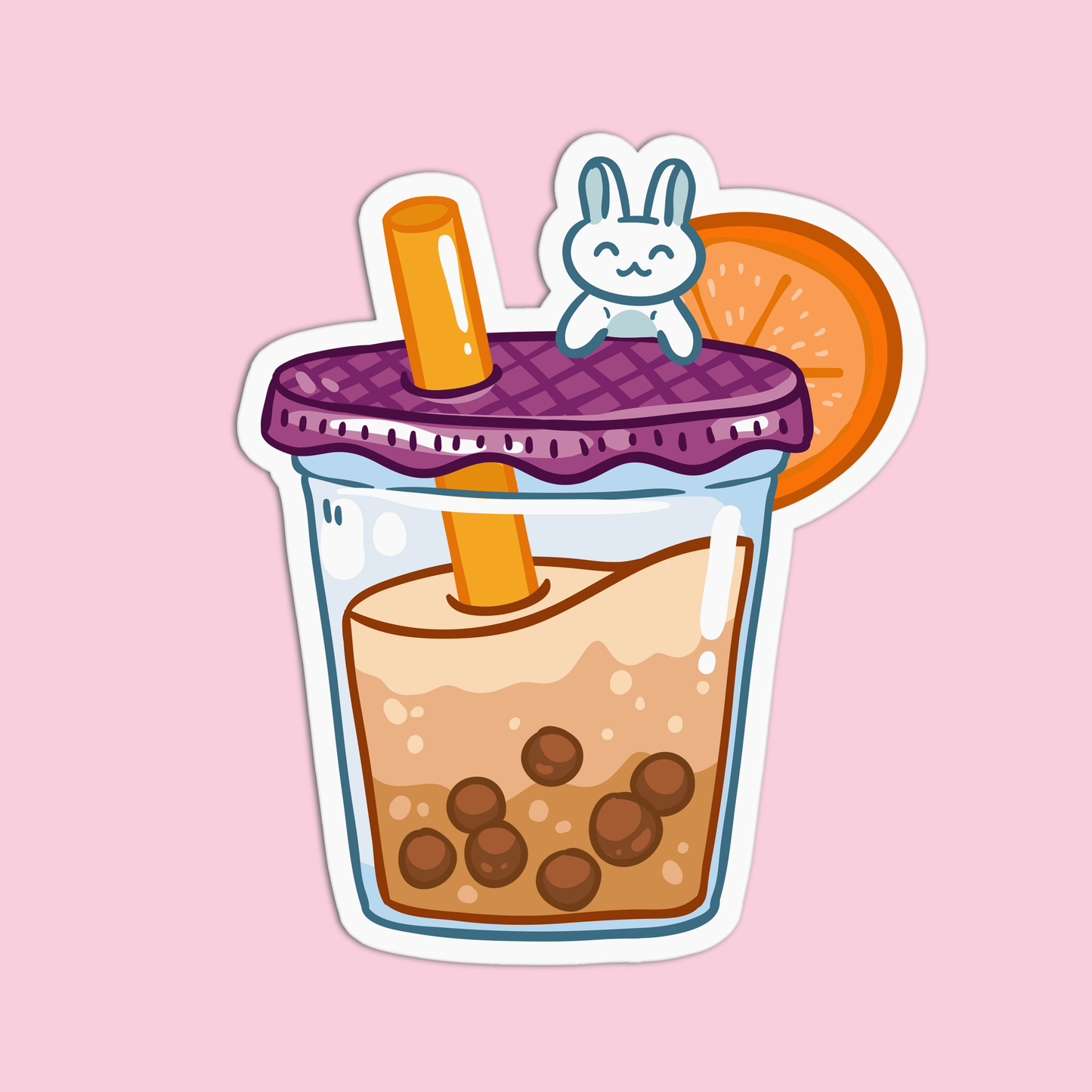Orange Bunny Boba Milktea Sticker