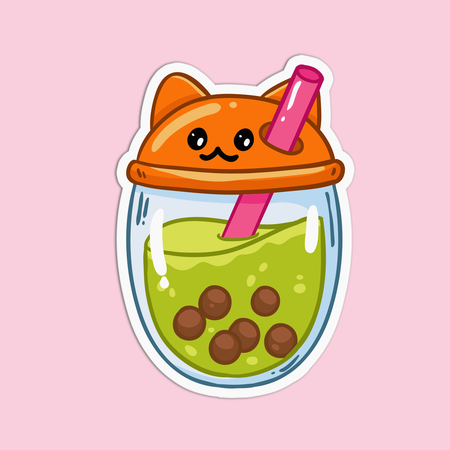 Cute Fox Boba Milktea Sticker