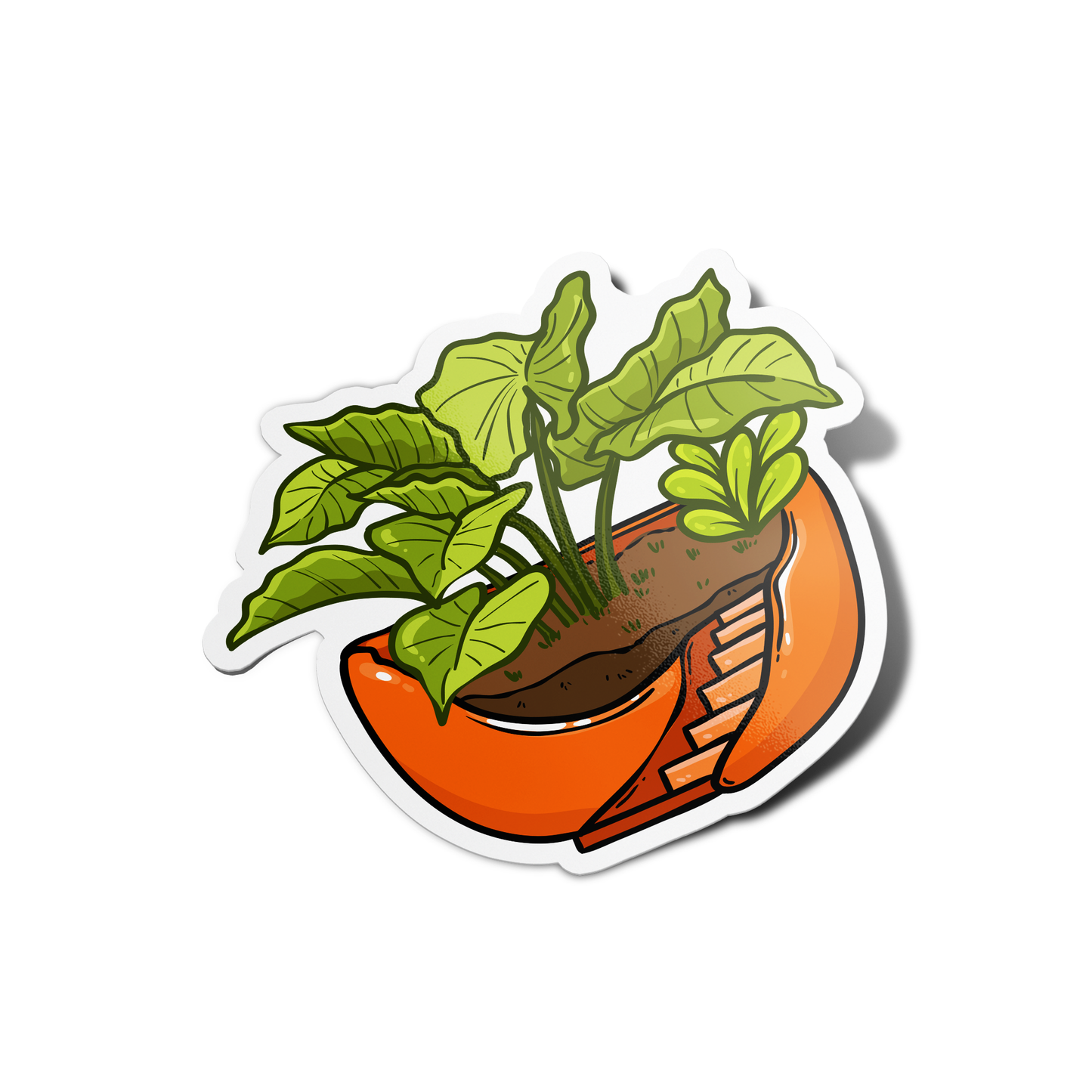 Cute Pot With Stairs Plant Sticker