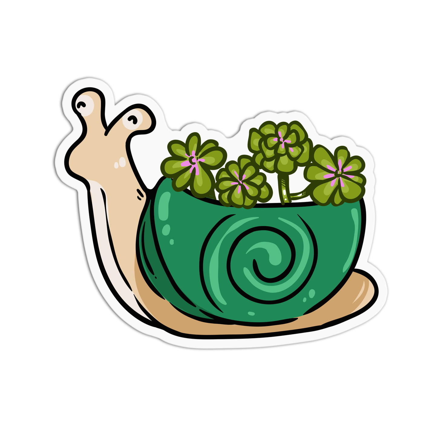 Cute Snail Plant Sticker