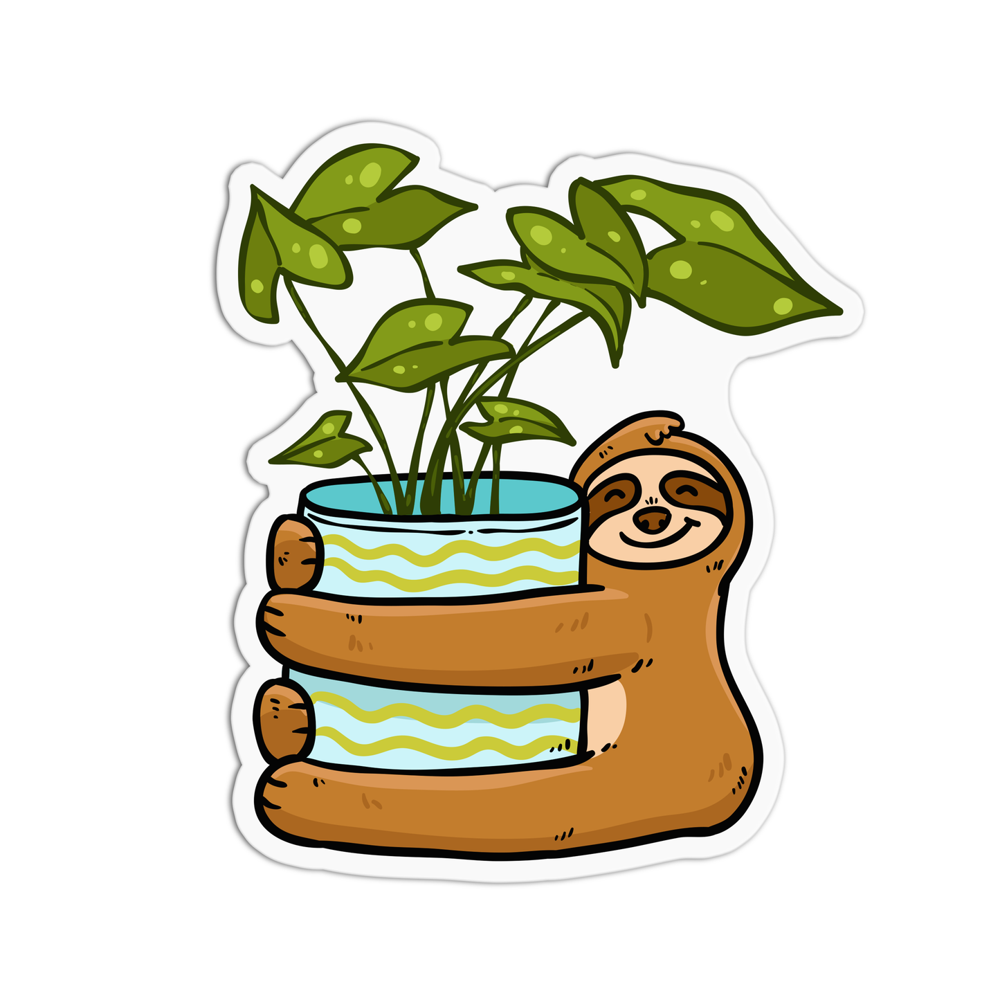 Sloth Pot Plant Sticker