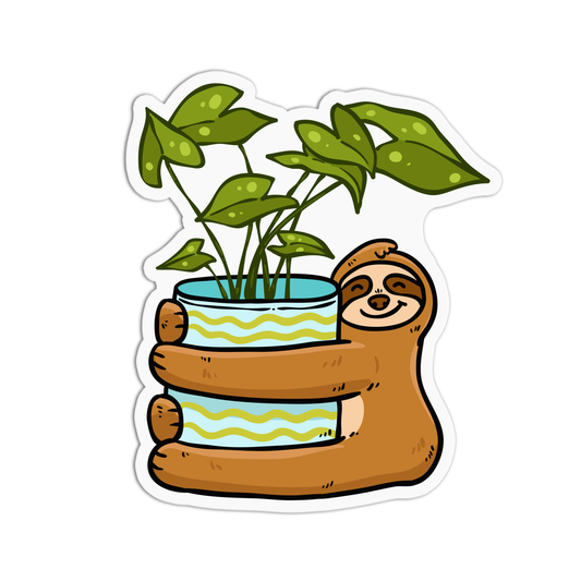 Sloth Pot Plant Sticker