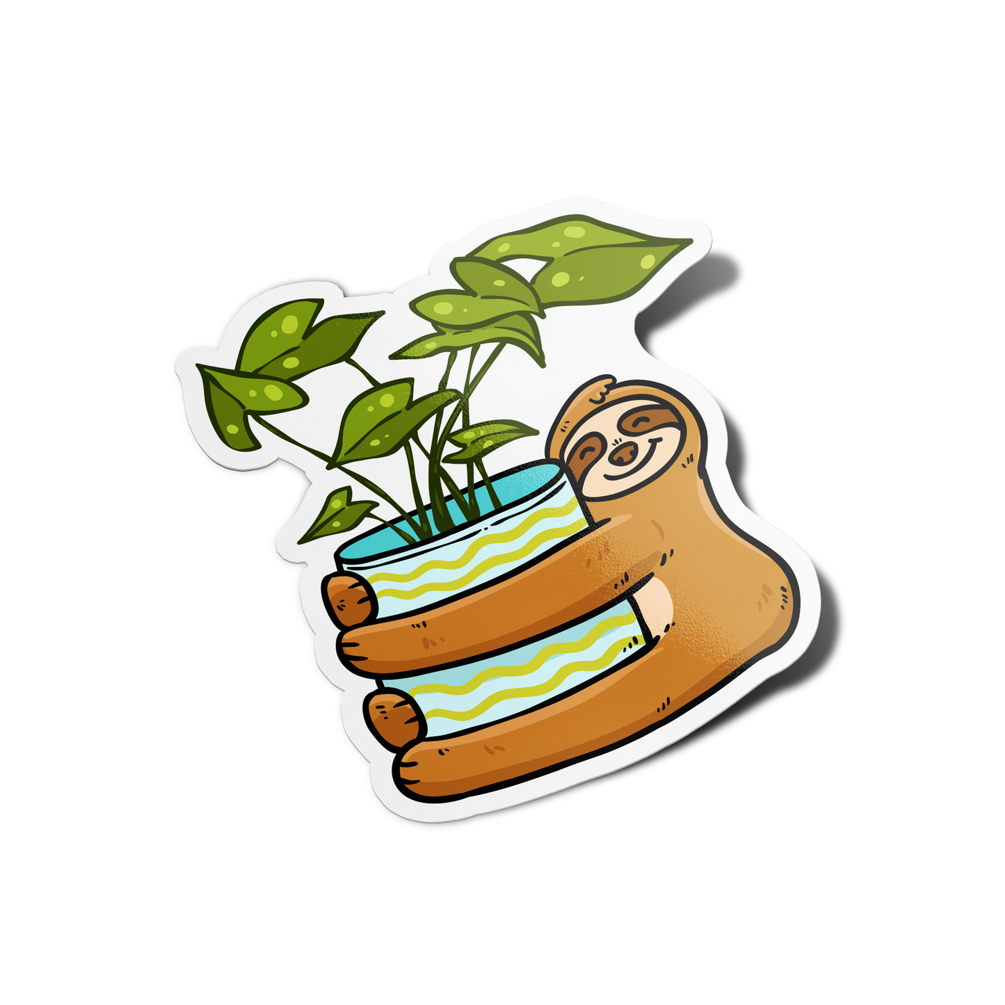 Sloth Pot Plant Sticker