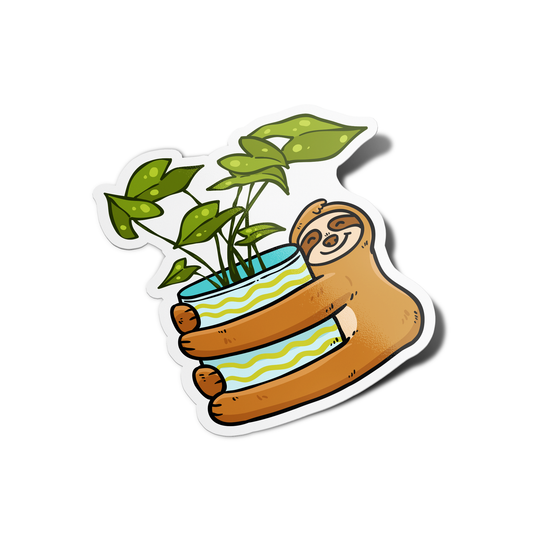 Sloth Pot Plant Sticker