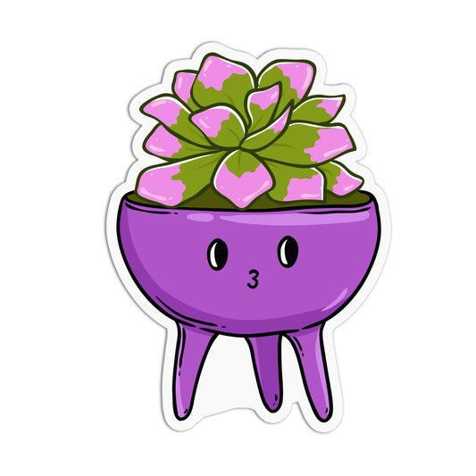 Succulent in a Purple Pot Plant Sticker