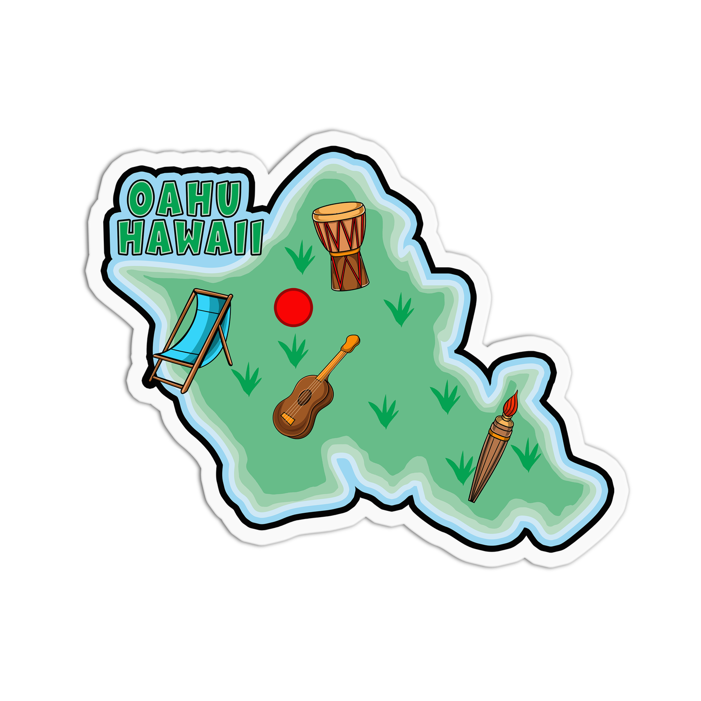Oahu Hawaii Stickers