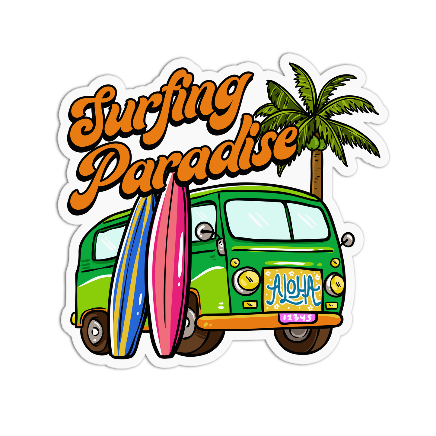Surfing Paradise Hawaii Stickers