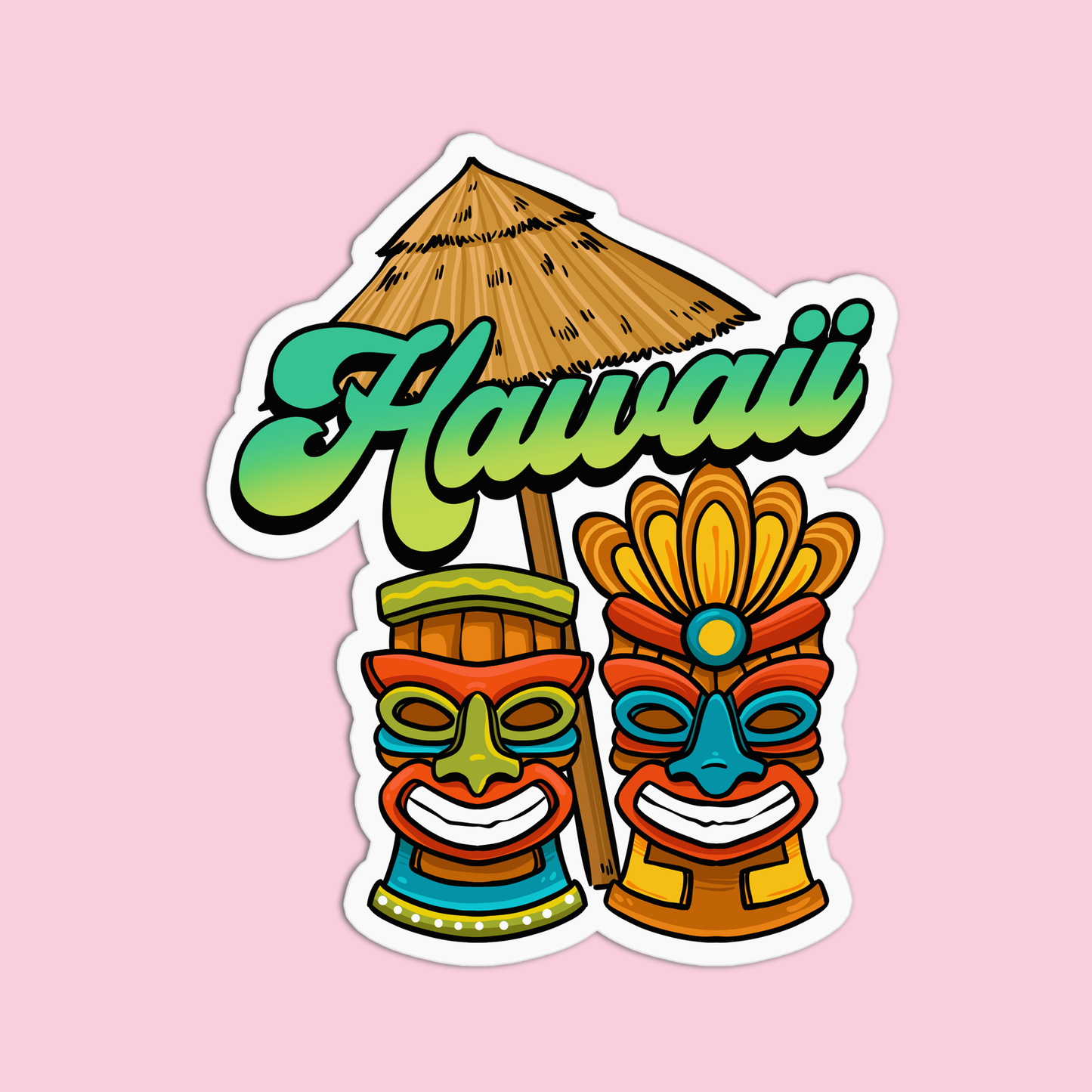 Tiki Mask Hawaii Stickers