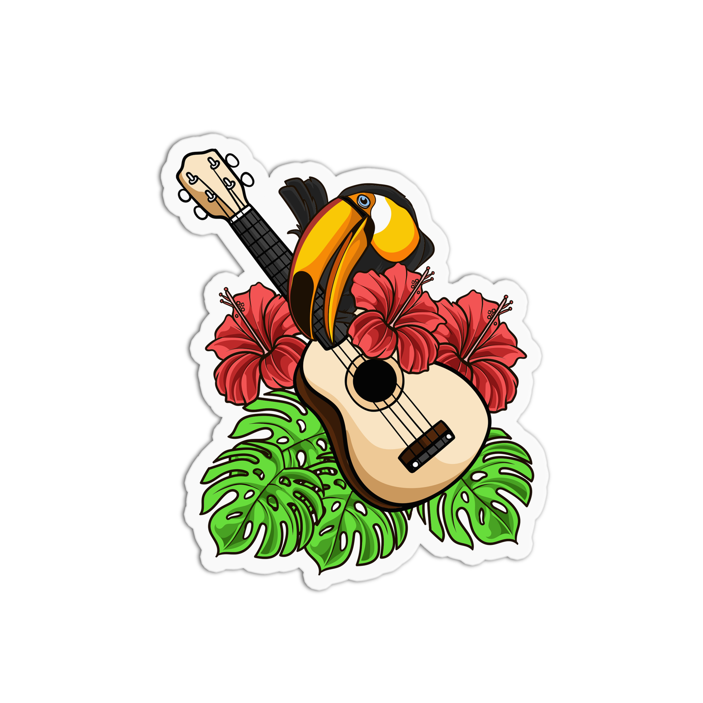 Toucan & Ukelele Hawaii Stickers